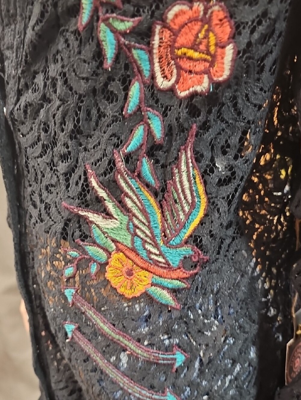 Double D Ranch Black Lace Dress Jacket Coverup S Western Lace Tattoo Cowgirl - Picture 7 of 14